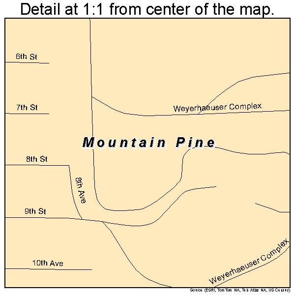 Mountain Pine, Arkansas road map detail