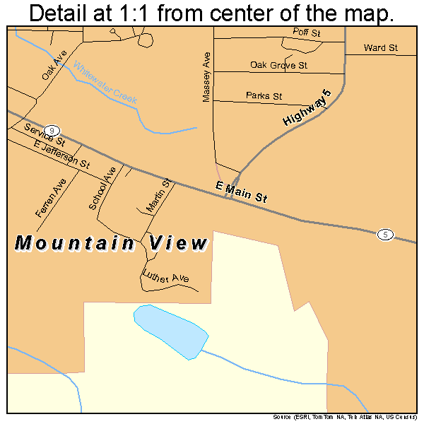 Mountain View, Arkansas road map detail