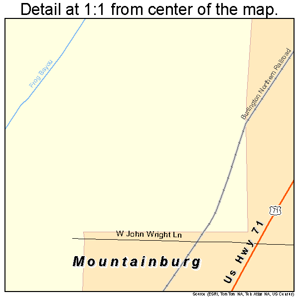 Mountainburg, Arkansas road map detail