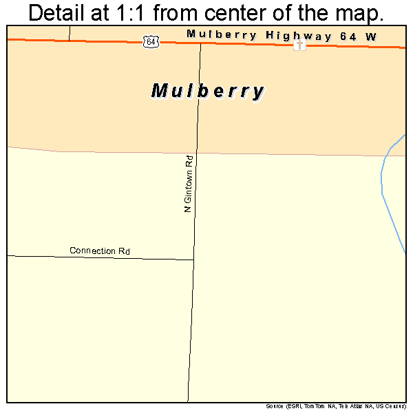 Mulberry, Arkansas road map detail