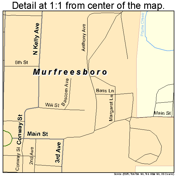 Murfreesboro, Arkansas road map detail