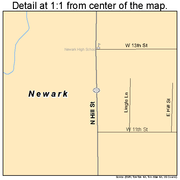 Newark, Arkansas road map detail