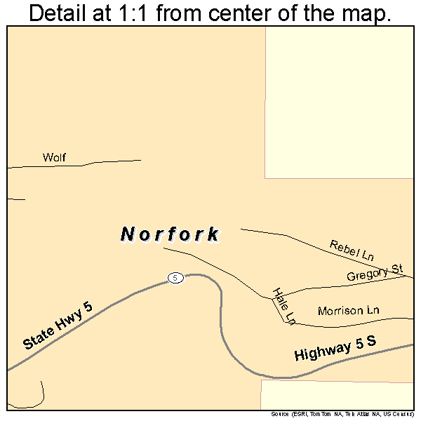 Norfork, Arkansas road map detail