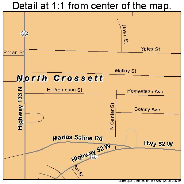 North Crossett, Arkansas road map detail
