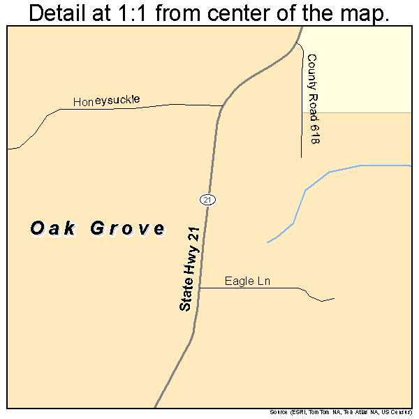Oak Grove, Arkansas road map detail