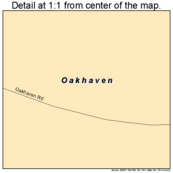 Oakhaven, Arkansas road map detail