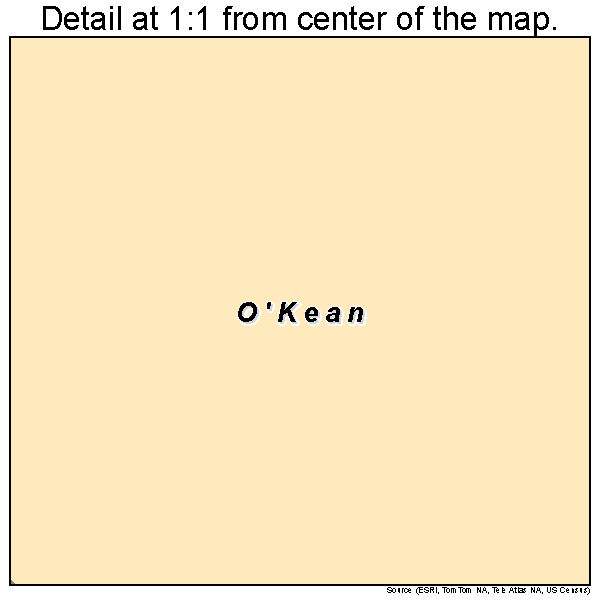 O'Kean, Arkansas road map detail