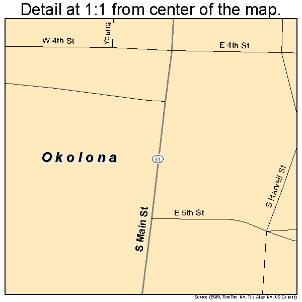 Okolona, Arkansas road map detail
