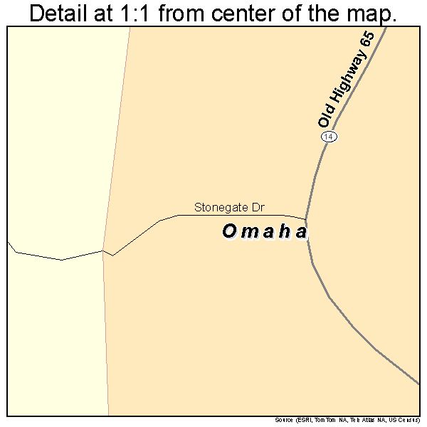 Omaha, Arkansas road map detail
