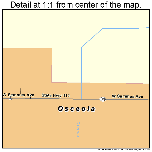 Osceola, Arkansas road map detail