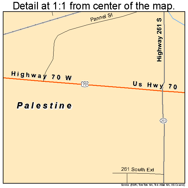 Palestine, Arkansas road map detail