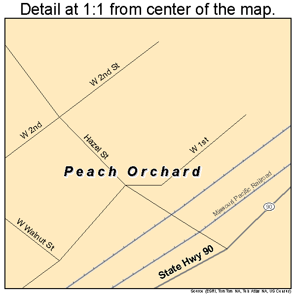 Peach Orchard, Arkansas road map detail