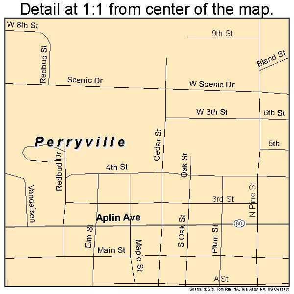 Perryville, Arkansas road map detail