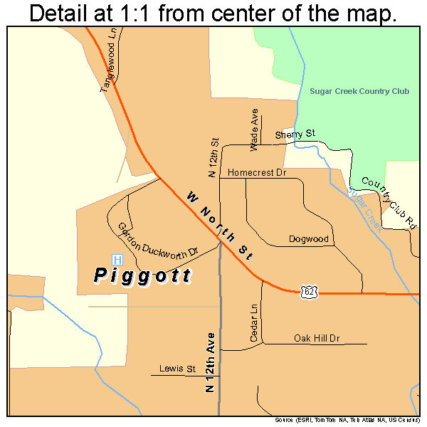 Piggott, Arkansas road map detail
