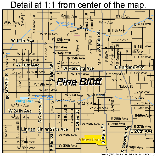 Pine Bluff, Arkansas road map detail