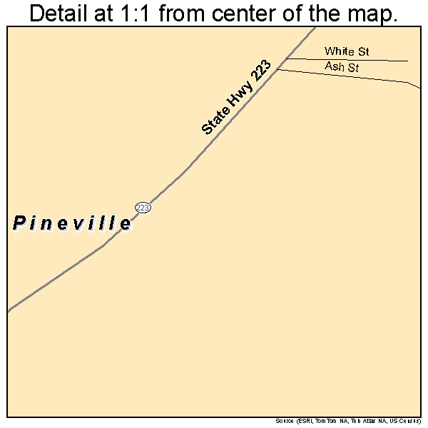 Pineville, Arkansas road map detail