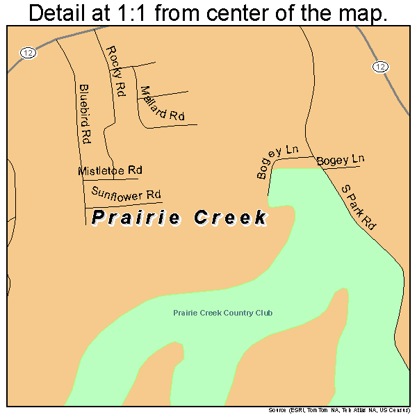Prairie Creek, Arkansas road map detail