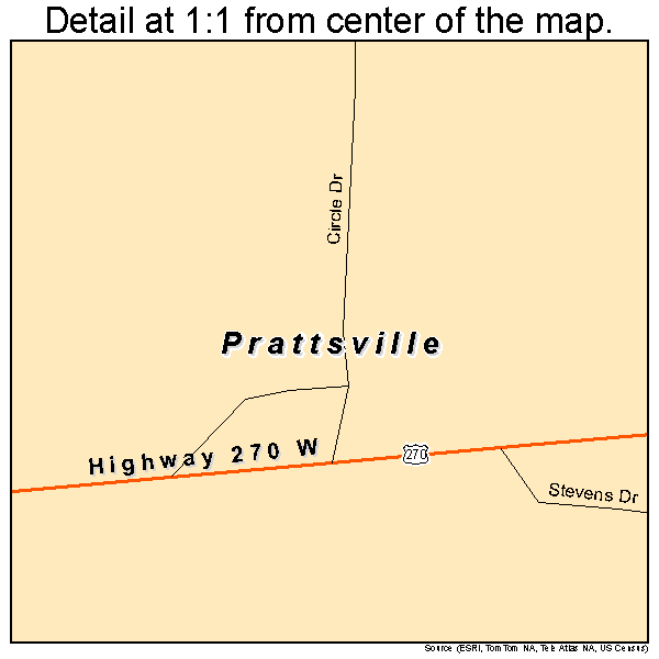 Prattsville, Arkansas road map detail