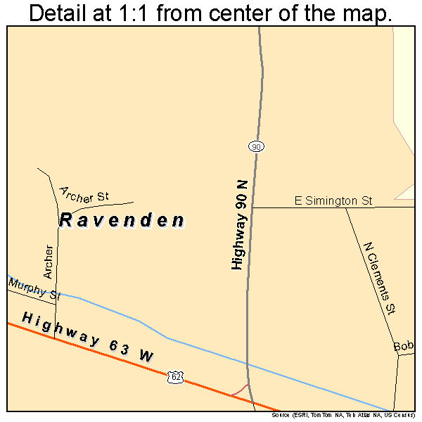 Ravenden, Arkansas road map detail
