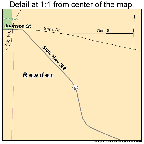 Reader, Arkansas road map detail