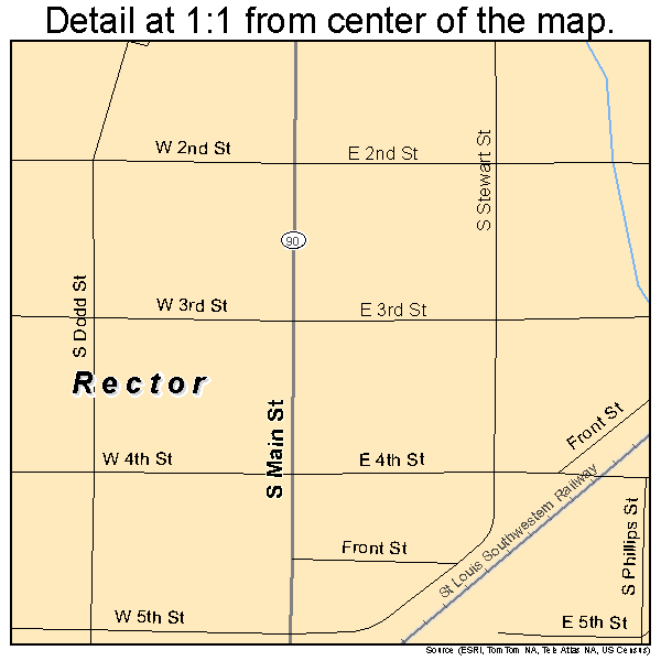 Rector, Arkansas road map detail