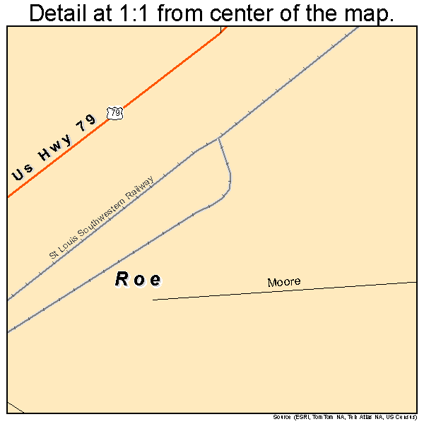 Roe, Arkansas road map detail