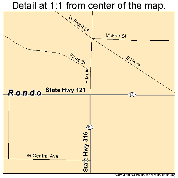 Rondo, Arkansas road map detail