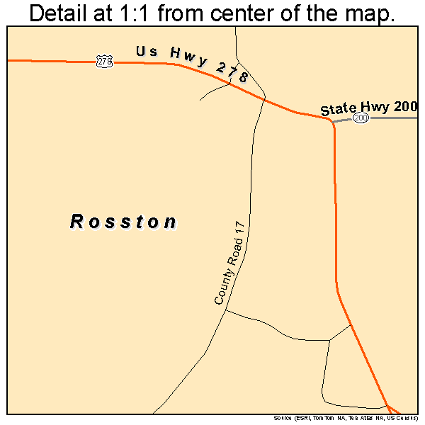 Rosston, Arkansas road map detail