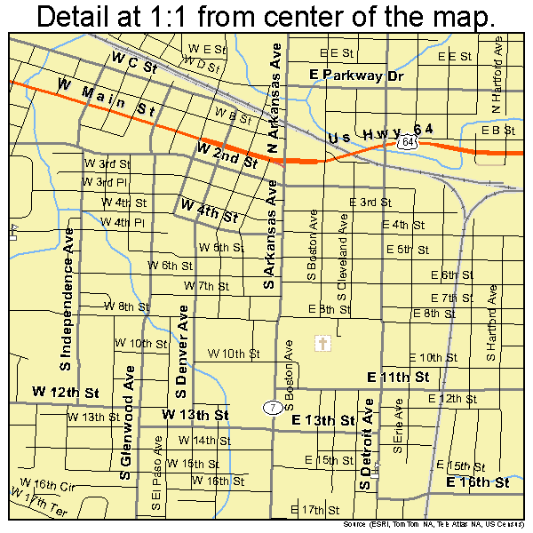 Russellville, Arkansas road map detail