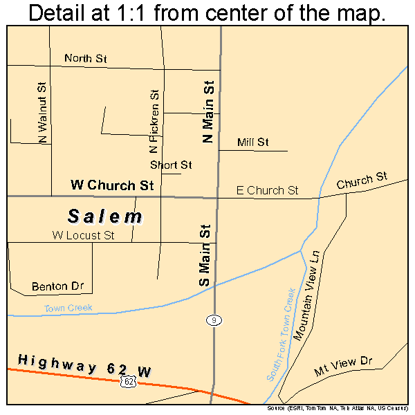 Salem, Arkansas road map detail