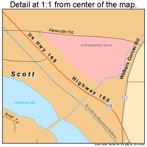 Scott, Arkansas road map detail