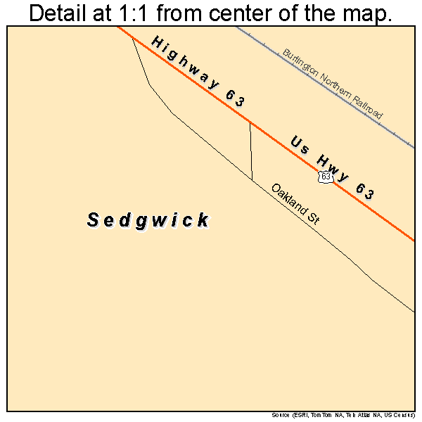 Sedgwick, Arkansas road map detail