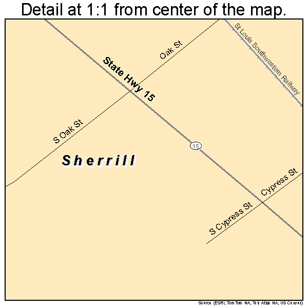 Sherrill, Arkansas road map detail