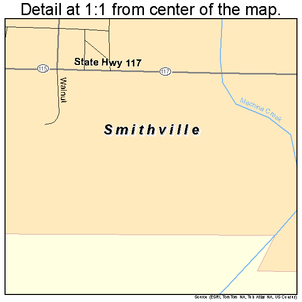 Smithville, Arkansas road map detail