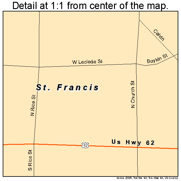 St. Francis, Arkansas road map detail