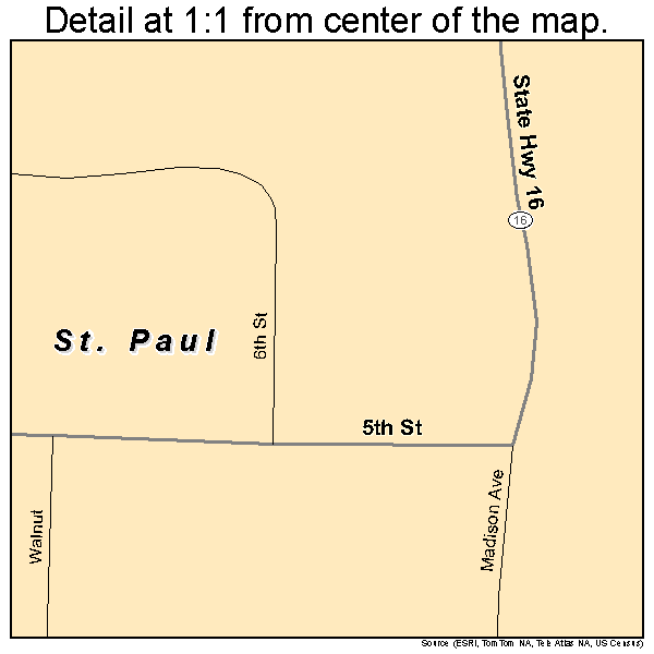 St. Paul, Arkansas road map detail