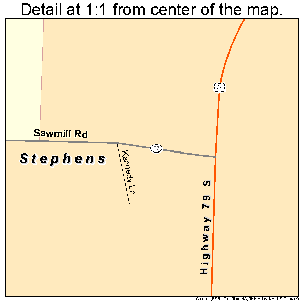 Stephens, Arkansas road map detail