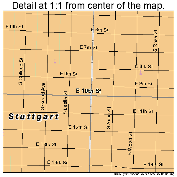 Stuttgart, Arkansas road map detail