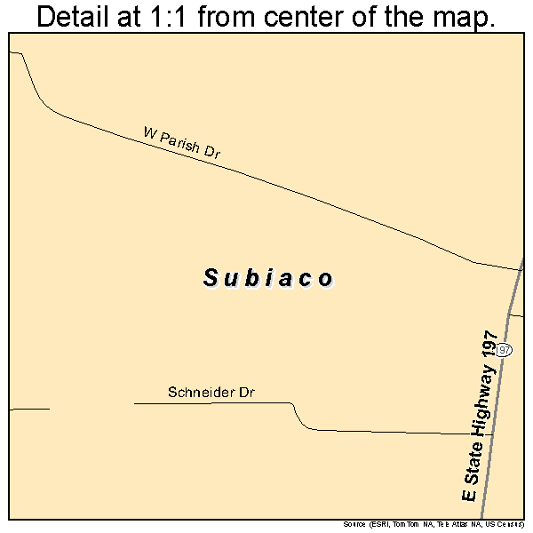 Subiaco, Arkansas road map detail