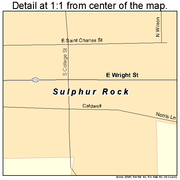 Sulphur Rock, Arkansas road map detail