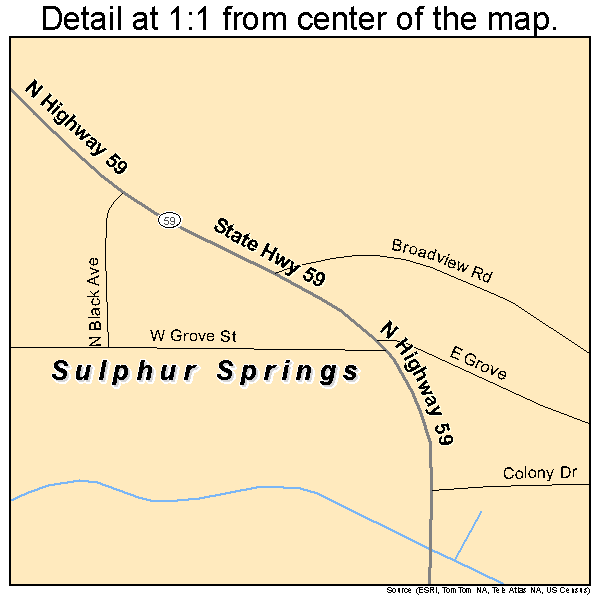 Sulphur Springs, Arkansas road map detail