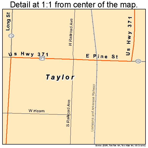 Taylor, Arkansas road map detail