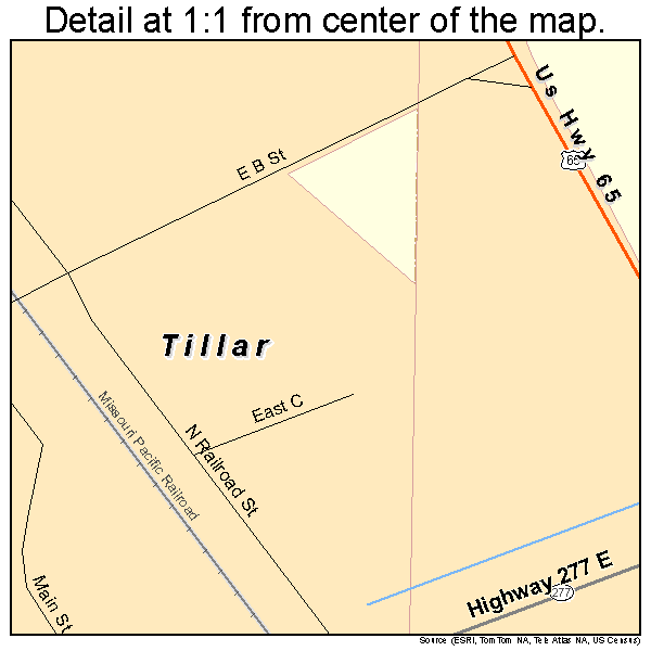 Tillar, Arkansas road map detail