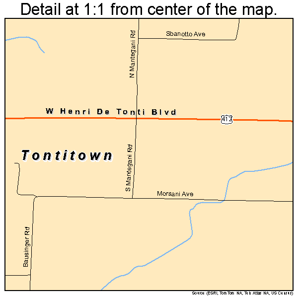 Tontitown, Arkansas road map detail