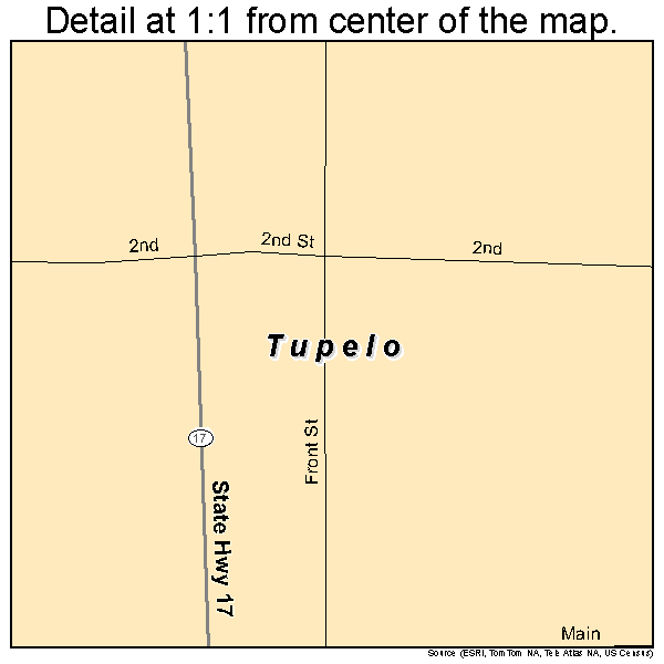 Tupelo, Arkansas road map detail