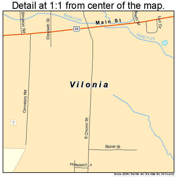 Vilonia, Arkansas road map detail