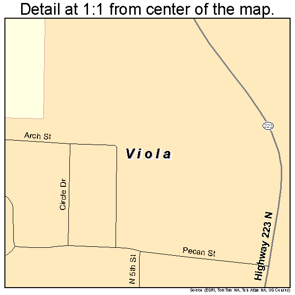 Viola, Arkansas road map detail