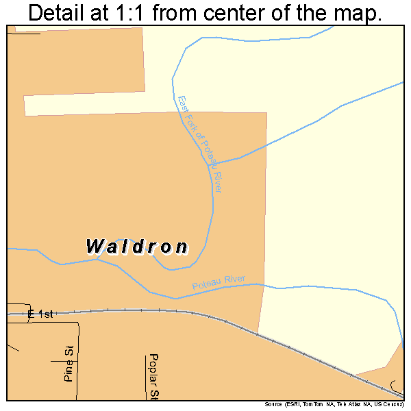Waldron, Arkansas road map detail