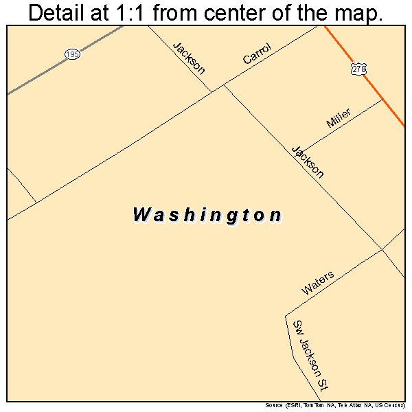 Washington, Arkansas road map detail