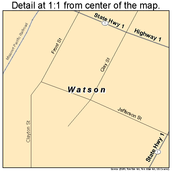 Watson, Arkansas road map detail